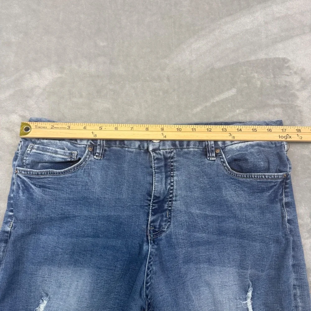 Royalty For Me Curvy Fit Blue Denim Bermuda Shorts Women Size 16 Distressed